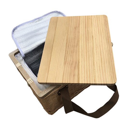 Gold Coast Wicker Picnic Cooler Basket Square - Simply Merchandise