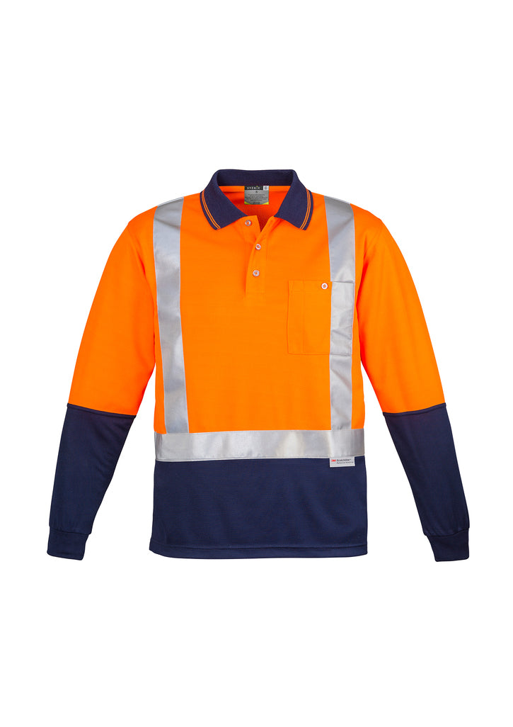 Mens Hi Vis Spliced Long Sleeve Polo - Shoulder Taped - Simply Merchandise