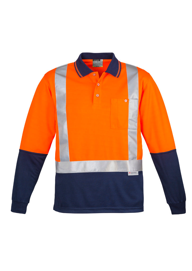Mens Hi Vis Spliced Long Sleeve Polo - Shoulder Taped - Simply Merchandise