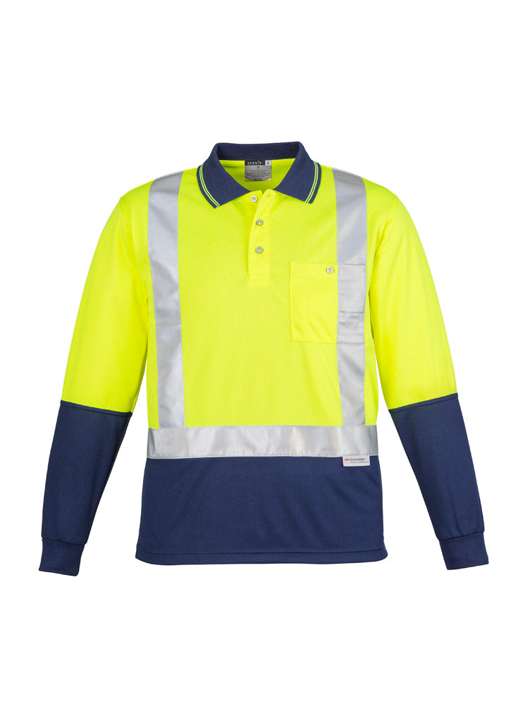 Mens Hi Vis Spliced Long Sleeve Polo - Shoulder Taped - Simply Merchandise