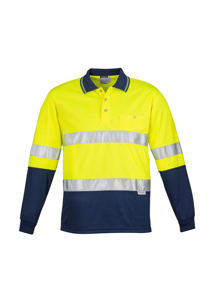 Mens Hi Vis Spliced Long Sleeve Polo - Hoop Taped - Simply Merchandise