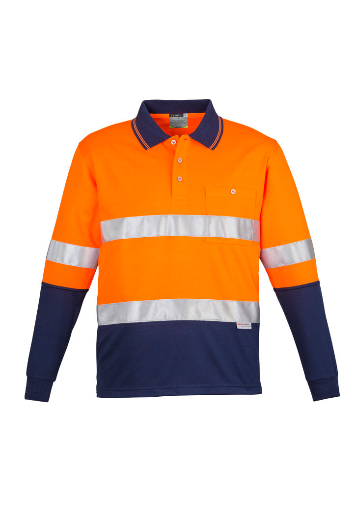 Mens Hi Vis Spliced Long Sleeve Polo - Hoop Taped - Simply Merchandise