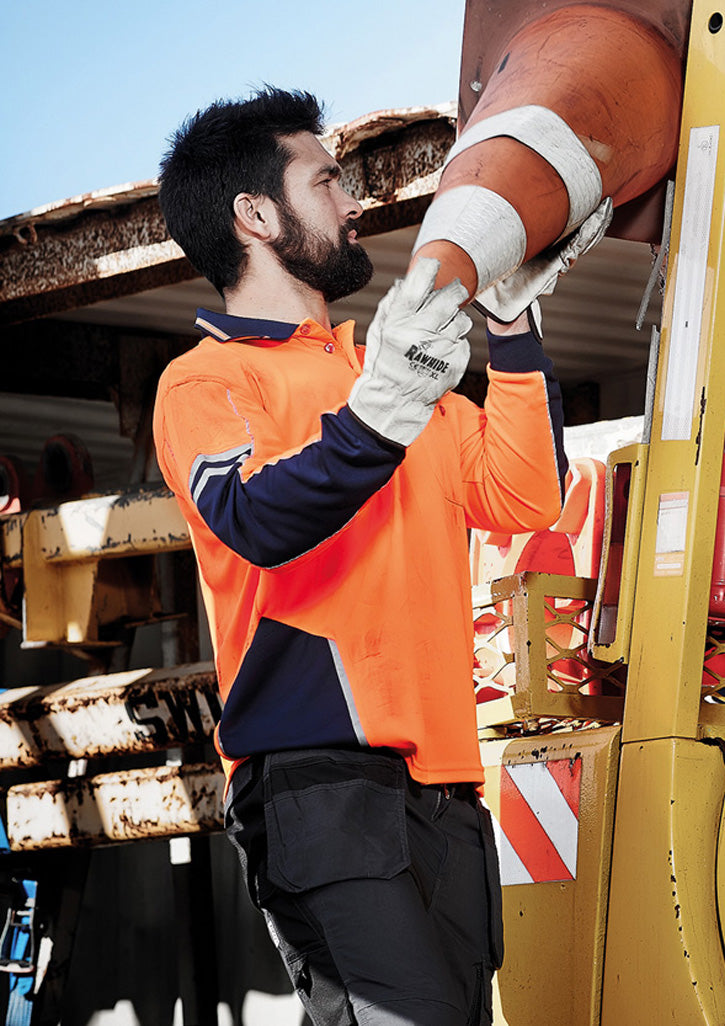 Mens Hi Vis Squad Long Sleeve Polo with custom branded logo - Simply Merchandise