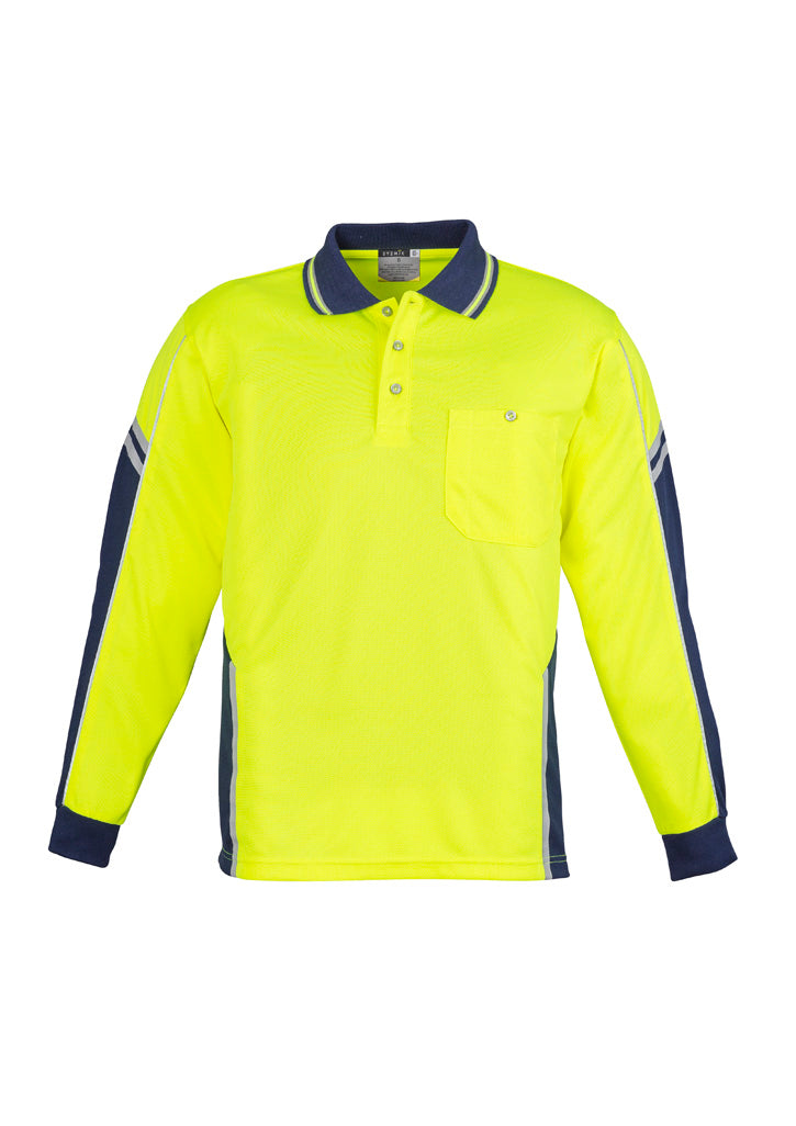Mens Hi Vis Squad Long Sleeve Polo with custom branded logo - Simply Merchandise