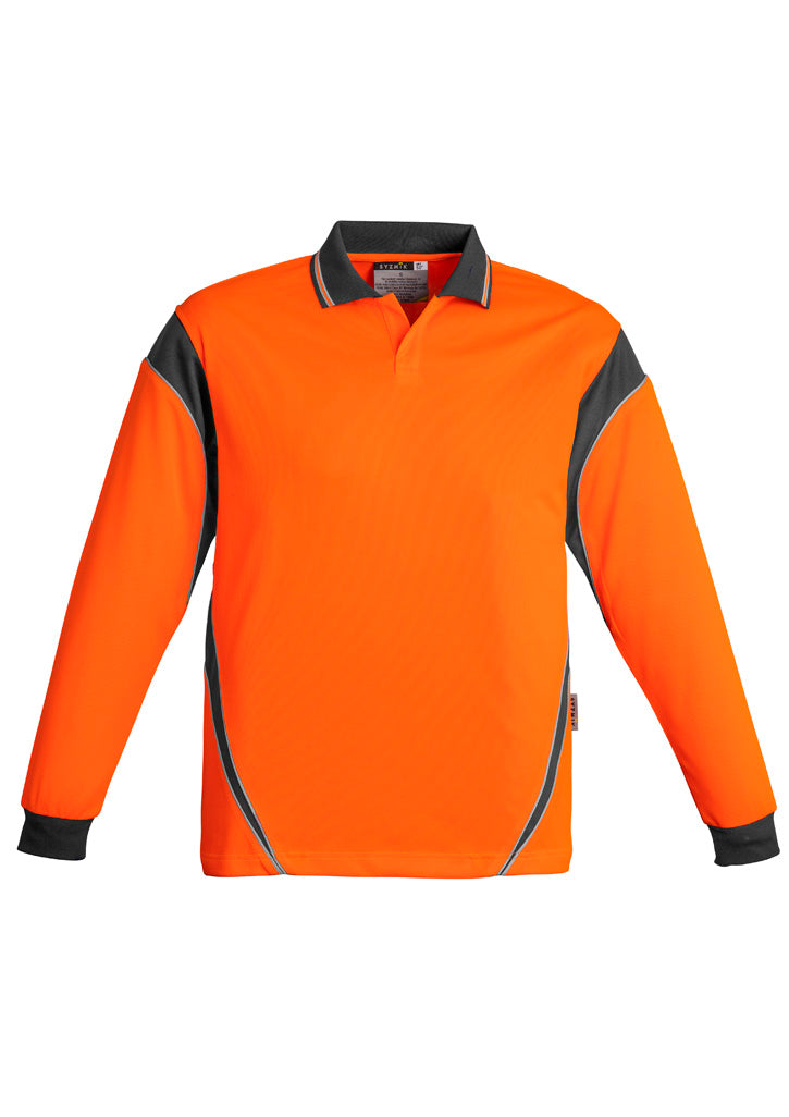 Mens Hi Vis Aztec Long Sleeve Polo - Simply Merchandise