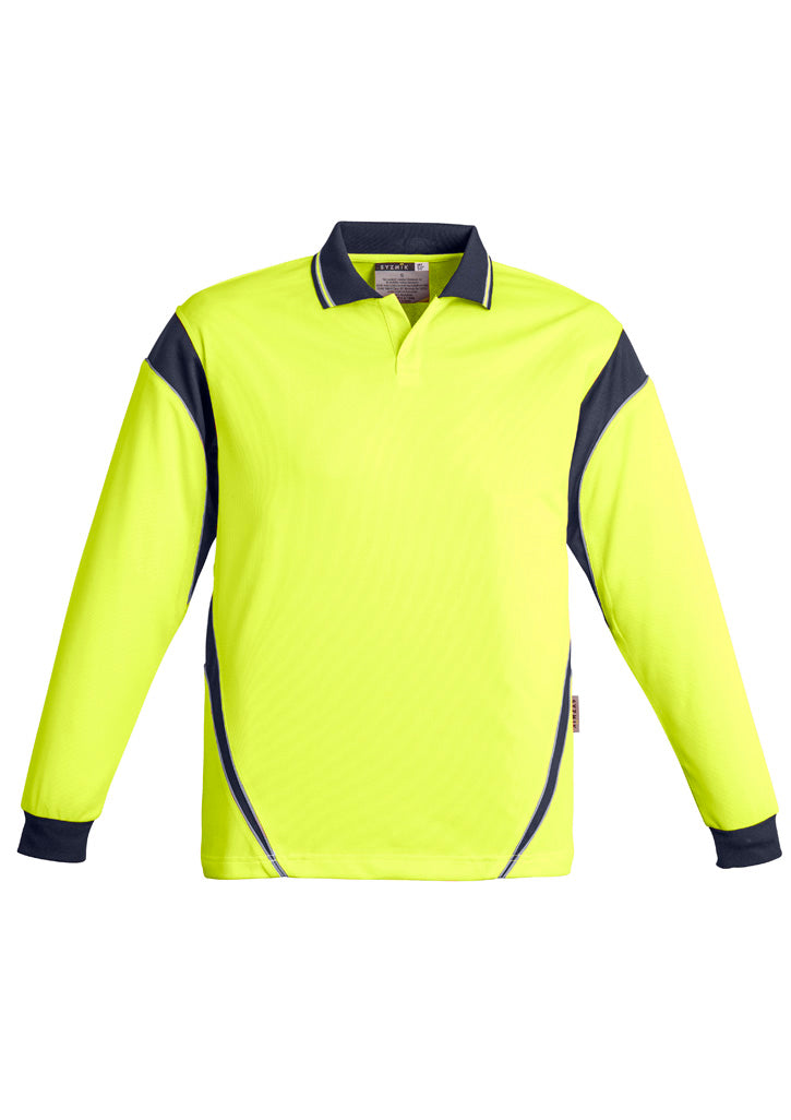 Mens Hi Vis Aztec Long Sleeve Polo - Simply Merchandise