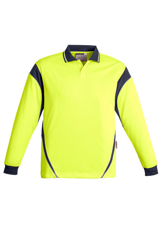 Mens Hi Vis Aztec Long Sleeve Polo - Simply Merchandise