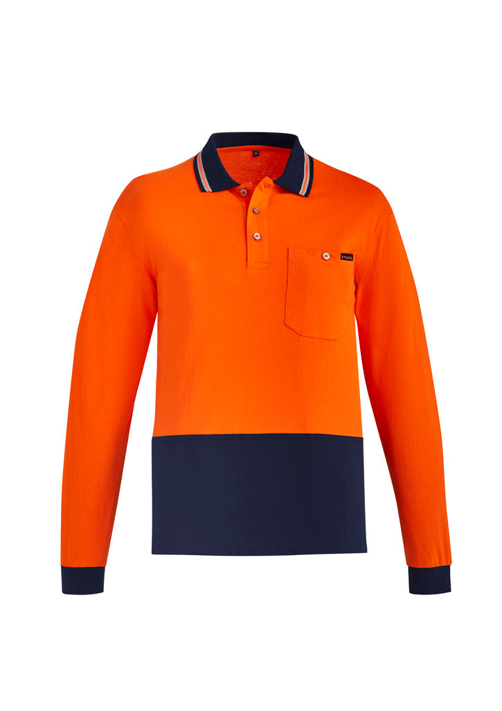 Mens Hi Vis Cotton Long Sleeve Polo with custom branded logo - Simply Merchandise