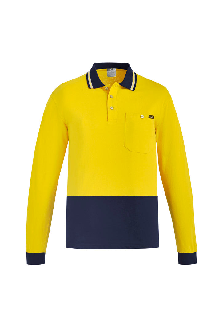 Mens Hi Vis Cotton Long Sleeve Polo with custom branded logo - Simply Merchandise
