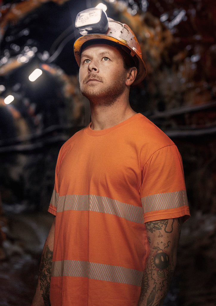 Mens Hi Vis Segmented Tape Cotton Tee Shirt with custom branded logo - Simply Merchandise