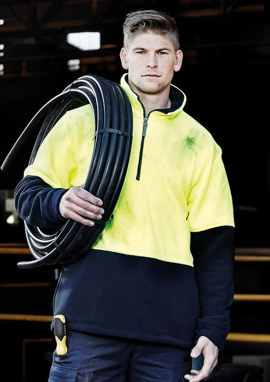 Unisex Hi Vis 1/2 Zip Polar Fleece Pullover - Simply Merchandise