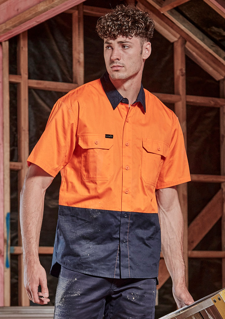 Mens Hi Vis Short Sleeve Shirt with custom branded logo - Simply Merchandise