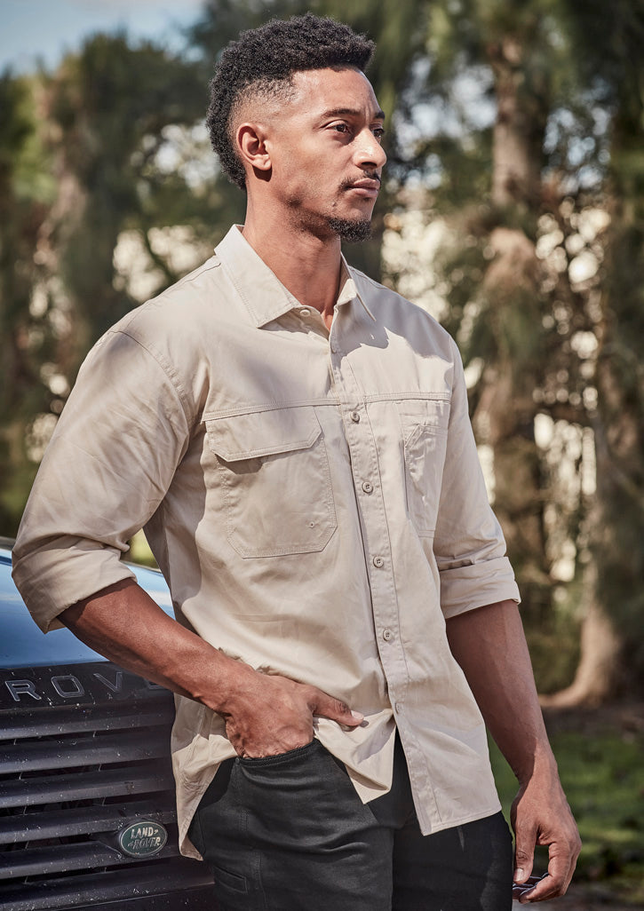 Mens Lightweight Tradie Long Sleeve Shirt with custom branded logo - Simply Merchandise