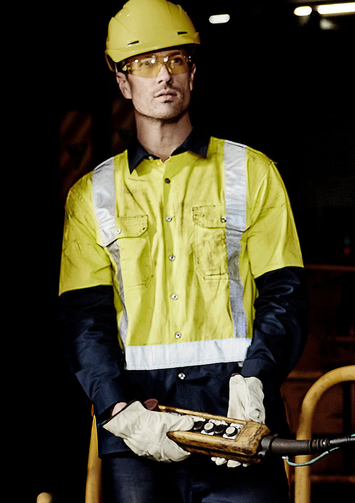 Mens Industrial Long Sleeve Shirt - Shoulder Taped with custom branded logo - Simply Merchandise
