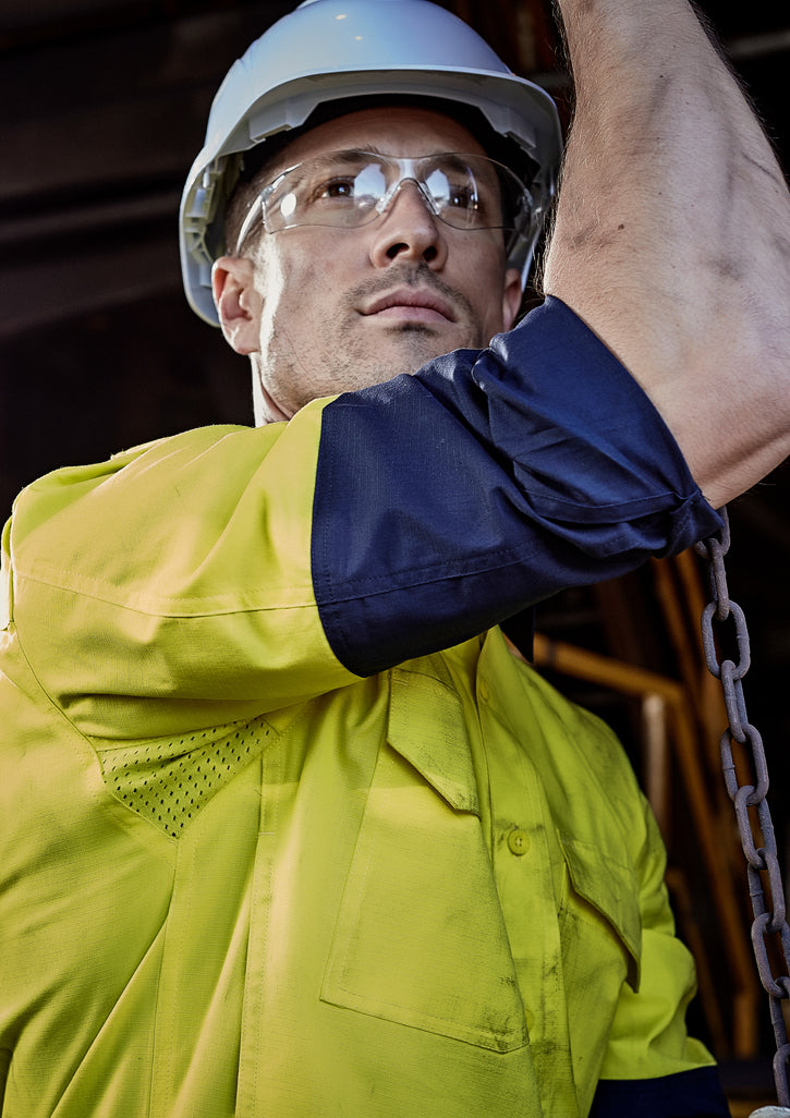 Mens Rugged Cooling Hi Vis Long Sleeve Shirt with custom branded logo - Simply Merchandise