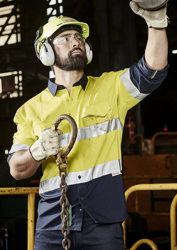 Mens Rugged Cooling Hi Vis Taped Long Sleeve Shirt with custom branded logo - Simply Merchandise