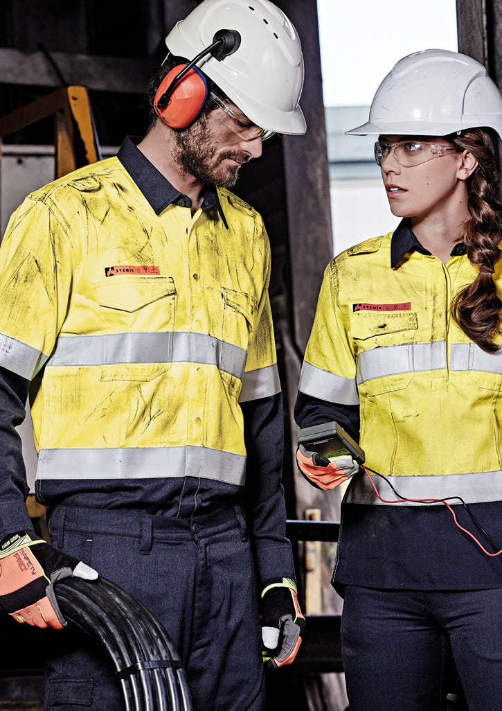 Mens Red Flame Hi Vis Shirt - Hoop Taped - Simply Merchandise