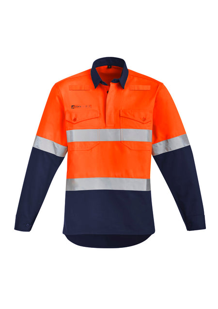 Mens Orange Flame Hi Vis Closed Front Shirt - Hoop Taped - Simply Merchandise