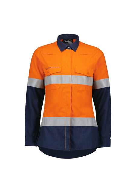Womens Orange Flame Lightweight Ripstop Taped Shirt - Simply Merchandise