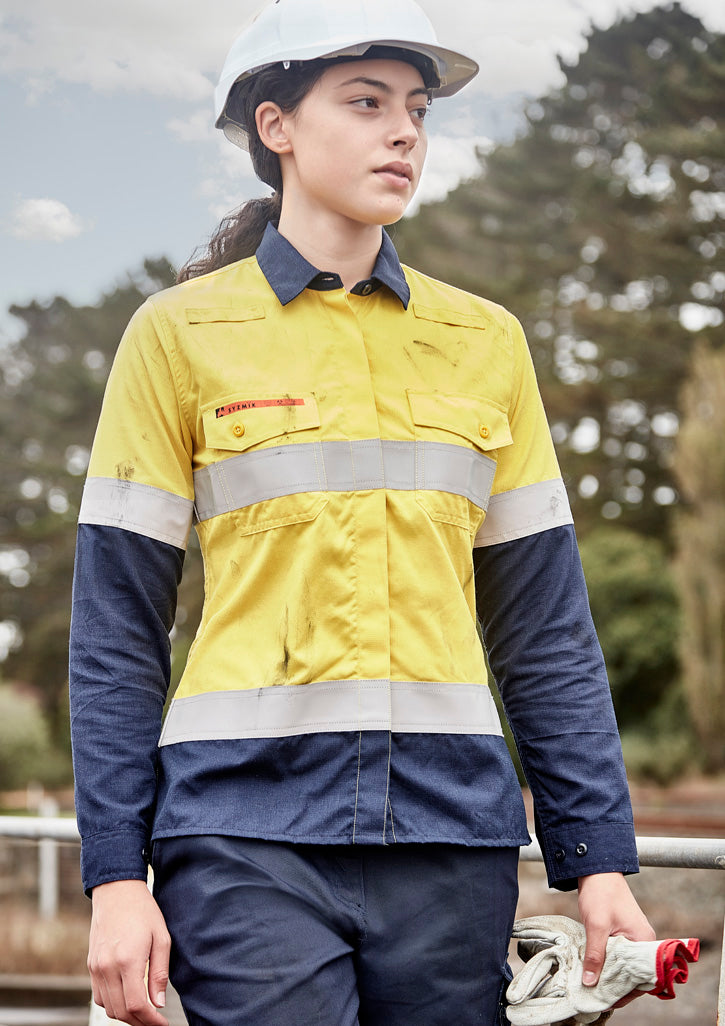 Womens Orange Flame Lightweight Ripstop Taped Shirt - Simply Merchandise