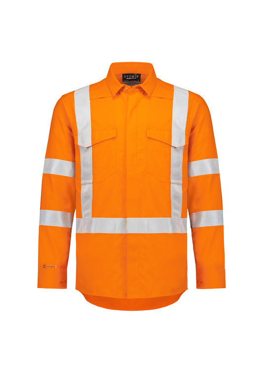 Mens Orange Flame Lightweight Ripstop X Back Taped Shirt - Simply Merchandise