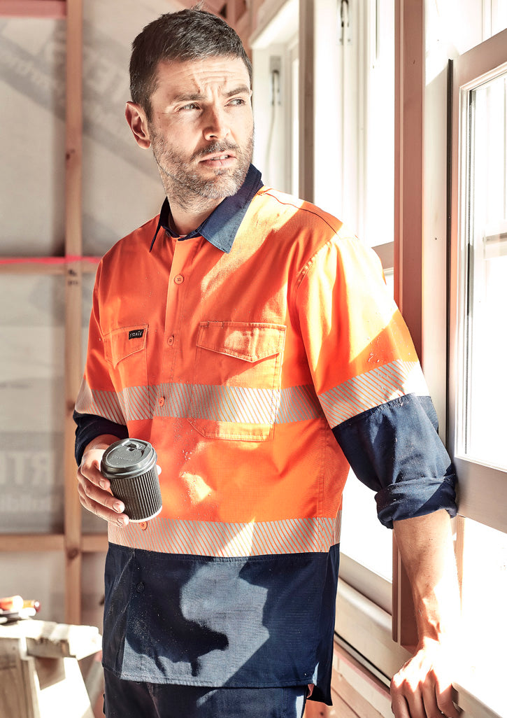 Mens Rugged Cooling Hi Vis Segmented Tape Long Sleeve Shirt with custom branded logo - Simply Merchandise
