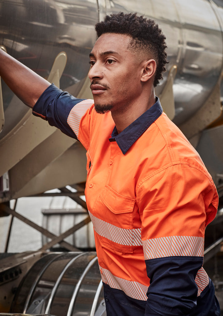 Mens Rugged Cooling Hi Vis Segmented Tape Long Sleeve Shirt with custom branded logo - Simply Merchandise
