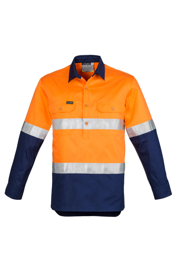 Mens Closed Front Long Sleeve Shirt - Hoop Taped with custom branded logo - Simply Merchandise