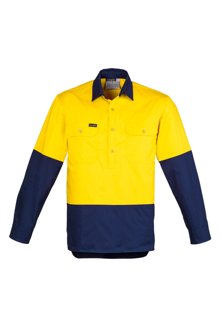 Mens Closed Front Long Sleeve Shirt with custom branded logo - Simply Merchandise