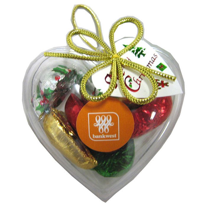 Acrylic Heart filled with Christmas Chocolates 65g - Simply Merchandise