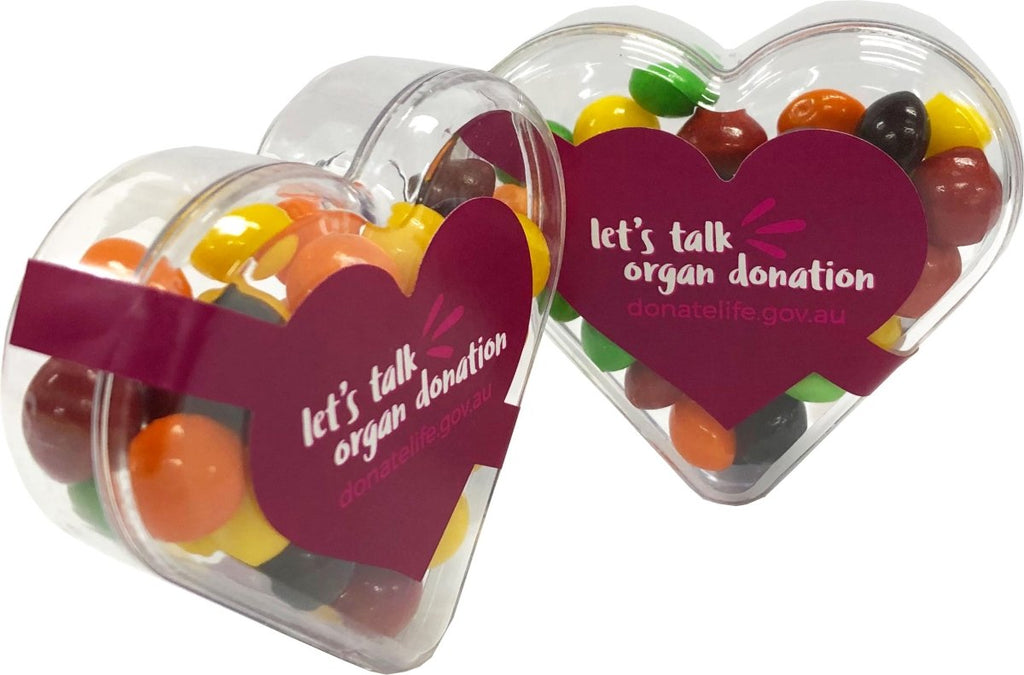 Acrylic Heart filled with Skittles 50g - Simply Merchandise