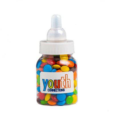 Baby Bottle Filled with Mini M&Ms 45g with custom branded logo - Simply Merchandise