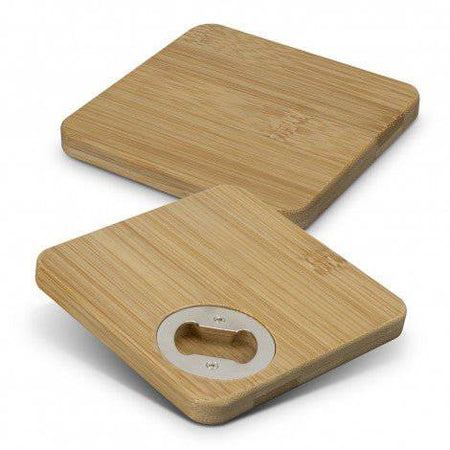 Bamboo Bottle Opener Coaster Set of 2 - Square - Simply Merchandise