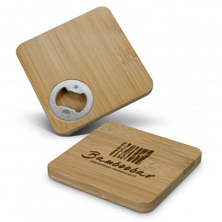 Bamboo Bottle Opener Coaster - Square - Simply Merchandise