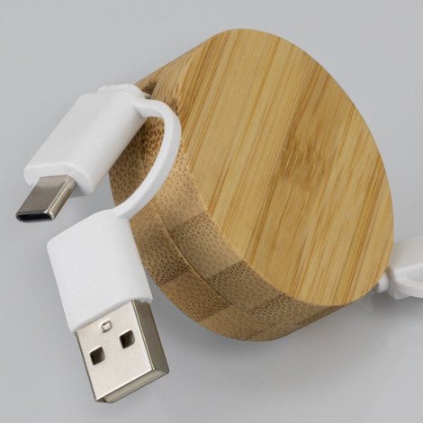 Bamboo Retractable Charging Cable - Simply Merchandise