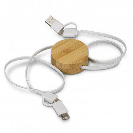 Bamboo Retractable Charging Cable - Simply Merchandise