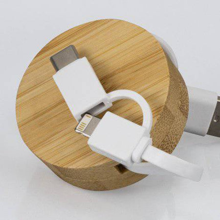 Bamboo Retractable Charging Cable - Simply Merchandise