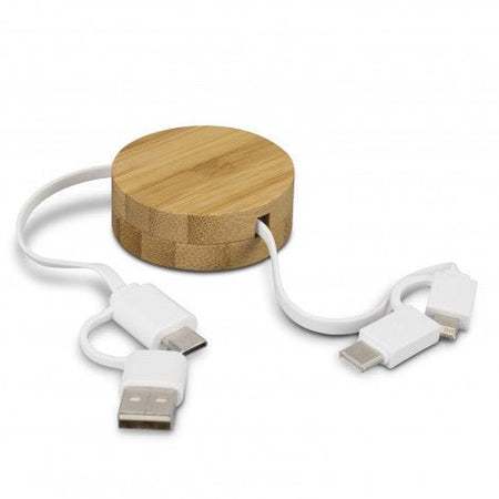 Bamboo Retractable Charging Cable - Simply Merchandise