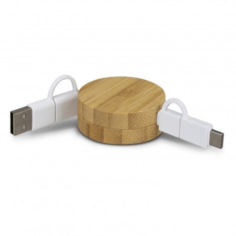 Bamboo Retractable Charging Cable - Simply Merchandise