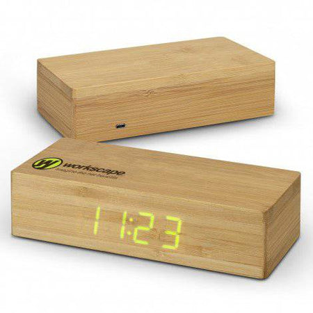 Bamboo Wireless Charging Clock - Simply Merchandise