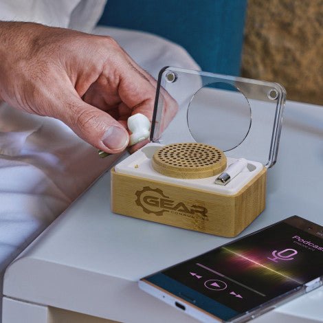 Bamboo Wireless Speaker & Earbud Set - Simply Merchandise