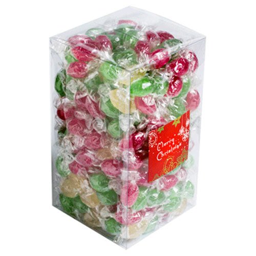 Big PVC Box filled with Christmas Twist Wrapped Boiled Lollies 2kg - Simply Merchandise