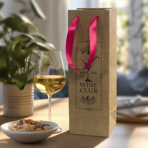 Champagne Ribbon Handle Paper Bag - Simply Merchandise