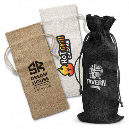 Jute Wine Drawstring Bag - Simply Merchandise