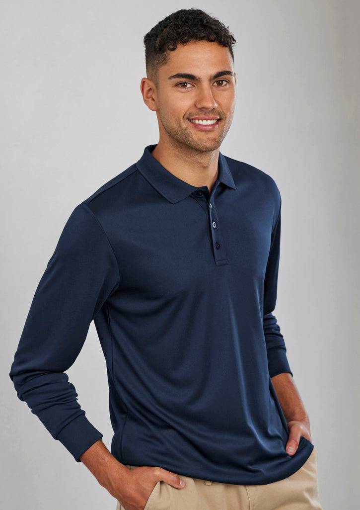 Mens Action Long Sleeve Polo with custom branded logo - Simply Merchandise