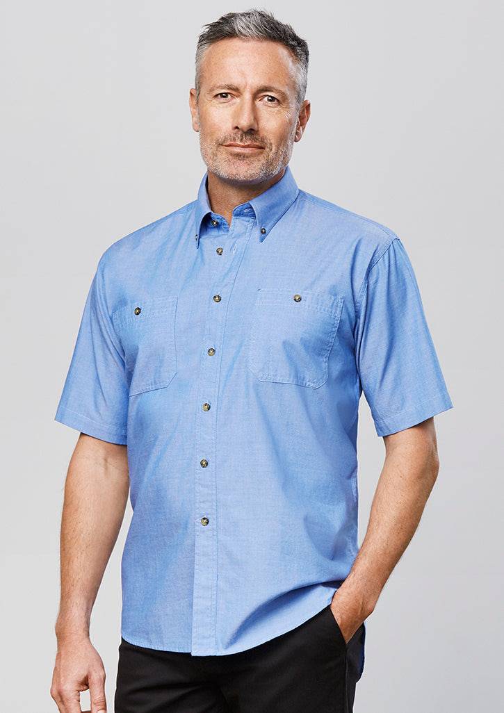 Mens Chambray Short Sleeve Shirt - Simply Merchandise