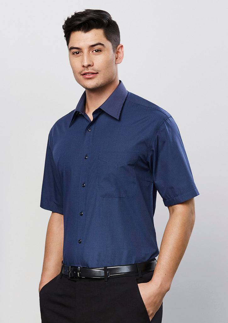 Mens Micro Check Short Sleeve Shirt - Simply Merchandise