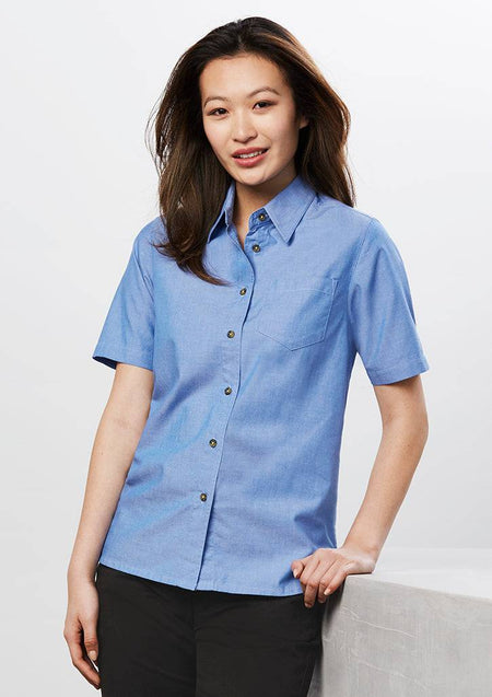 Womens Chambray Short Sleeve Shirt - Simply Merchandise