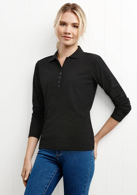 Womens Crew Long Sleeve Polo - Simply Merchandise