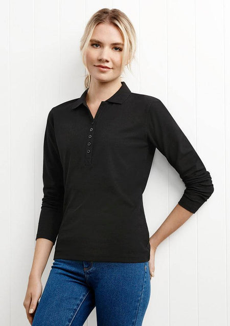 Womens Crew Long Sleeve Polo - Simply Merchandise